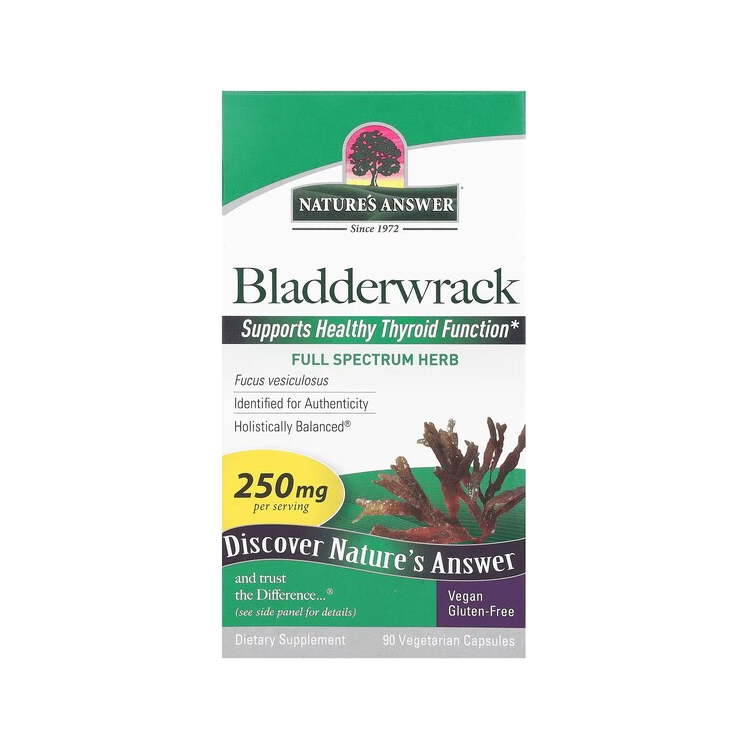 Bladderwrack 250 mg kapslar i Nature's Answer-förpackning, 90 kapslar.