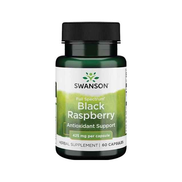 Swanson kosttillskott med Black Raspberry, 425 mg per kapsel, 60 kapslar.
