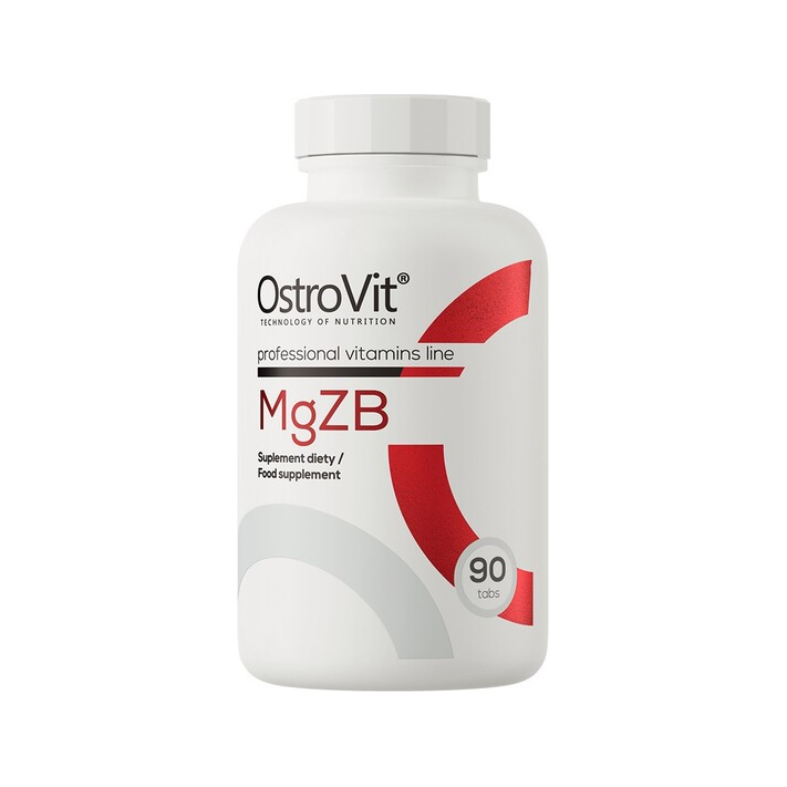 OstroVit MgZB kosttillskott i vit tablettburk med lock, 90 tabletter