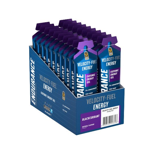 Isotoniskt energigel i blackcurrant-smak, Velocity-Fuel Energy, box med flera
