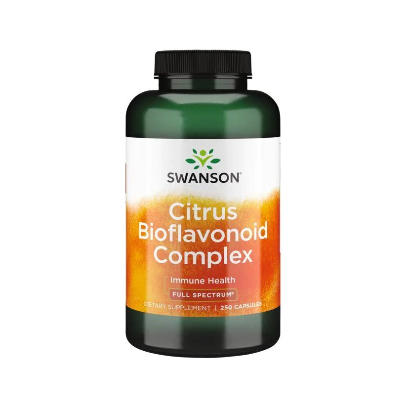 Swanson Citrus Bioflavonoid-komplex kosttillskott i mörk kapselflaska, med etikett