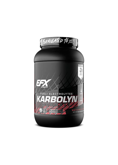 EFX Karbolyn Hydrate-dryck i svart flaska med etikett och skruvkork.