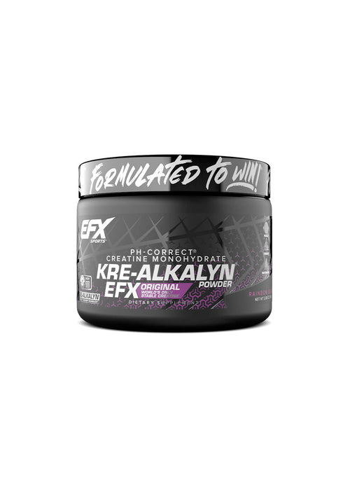 Kre-Alkalyn-pulver i burk med EFX-etikett och lock