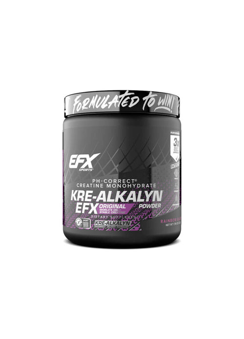 Kre-Alkalyn-pulverburk med EFX-logotyp, svart kropp och etikettdetaljer