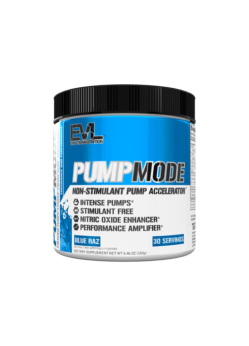 EVLution Nutrition PumpMode pulvertillskott i burk, blå etikett, Blue Raz.