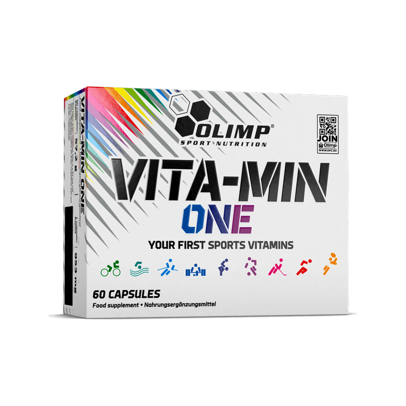 Olimp Vita-Min One vitamintillskott, kartong med 60 kapslar, sportig design