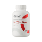 OstroVit MgZB Ultra 120 tabletter, plastflaska med röd etikett