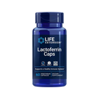 Life Extension laktoferrin kapslar, blå burk med etikett och lock
