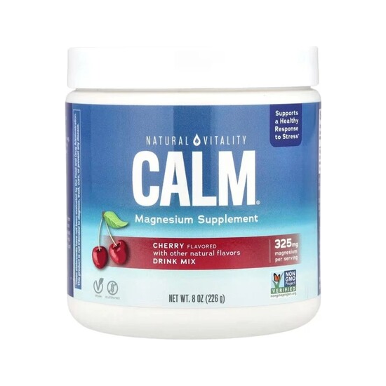 Magnesiumpulverburk Natural Vitality Calm, körsbär, 226 g