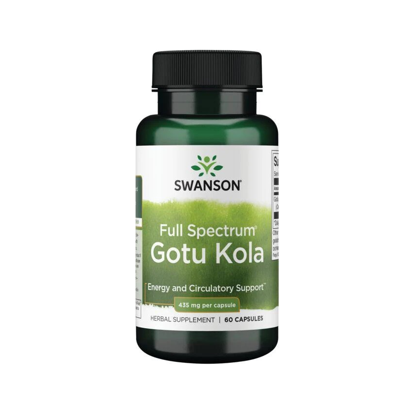 Swanson Full Spectrum Gotu Kola kapselburk med etikett, 435 mg och 60 kapslar