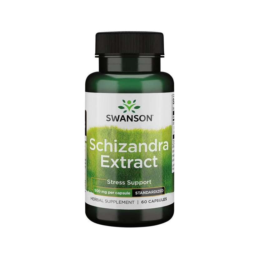 Swanson schizandraextrakt kapslar, 500 mg, flaska med etikett
