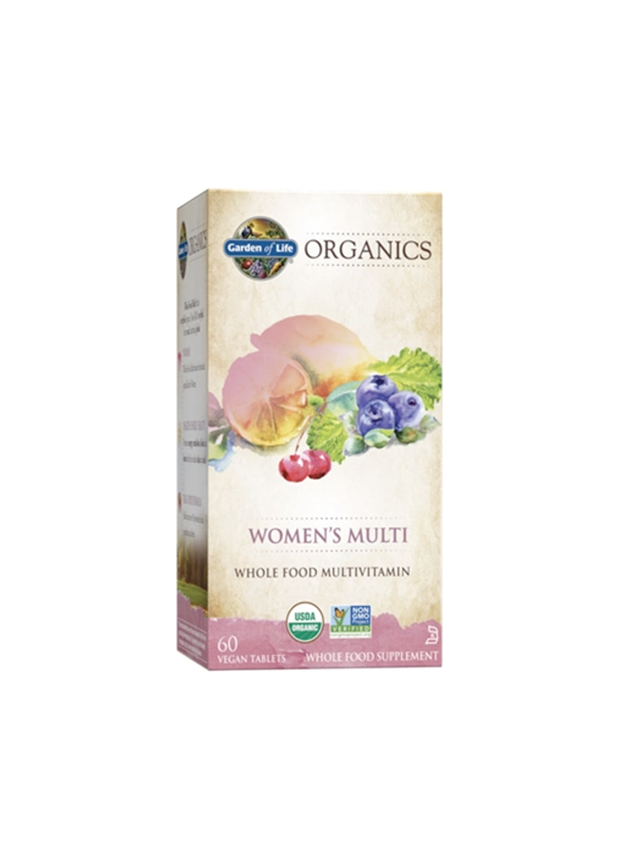 Garden of Life ORGANICS Women’s Multi för kvinnor, 60 vegan tabletter, förpackning