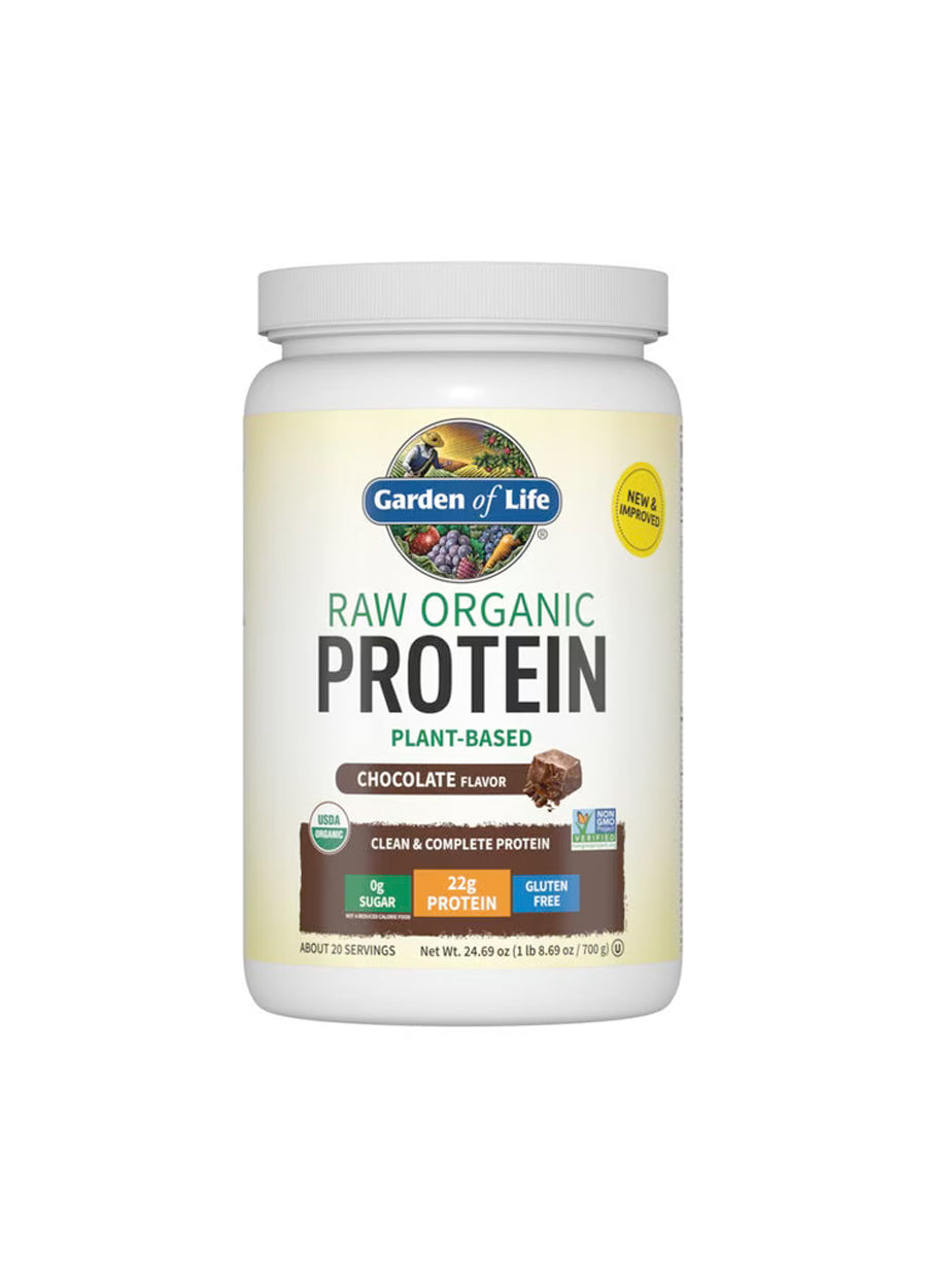Garden of Life råprotein, chokladsmak i burk, 660 g