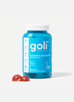Goli Ashwagandha-gummier i blå flaska med vit skruvkapsyl, 60 st.