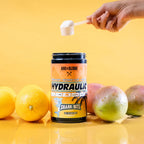 Axe & Sledge pre-workout-burk med lock, blå och orange design