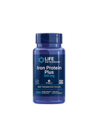 Life Extension järnprotein kapselburk, mörkblå med blå etikett och lock