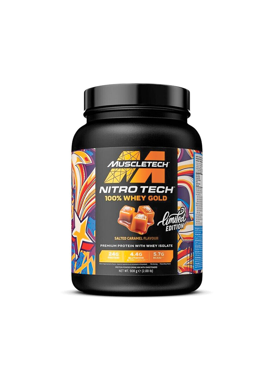 MuscleTech Nitro-Tech 100% Whey Gold 908g Salted Caramel Framsida