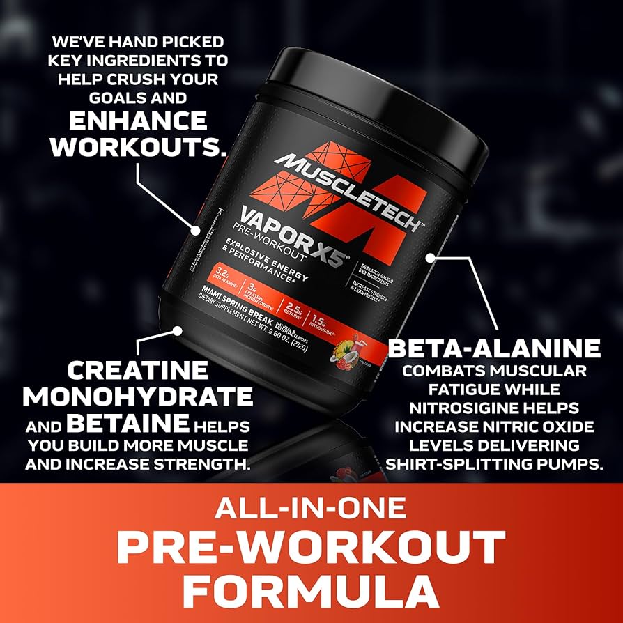 MuscleTech Vapor X5 Pre-Workout 252g Nyckelingredienser
