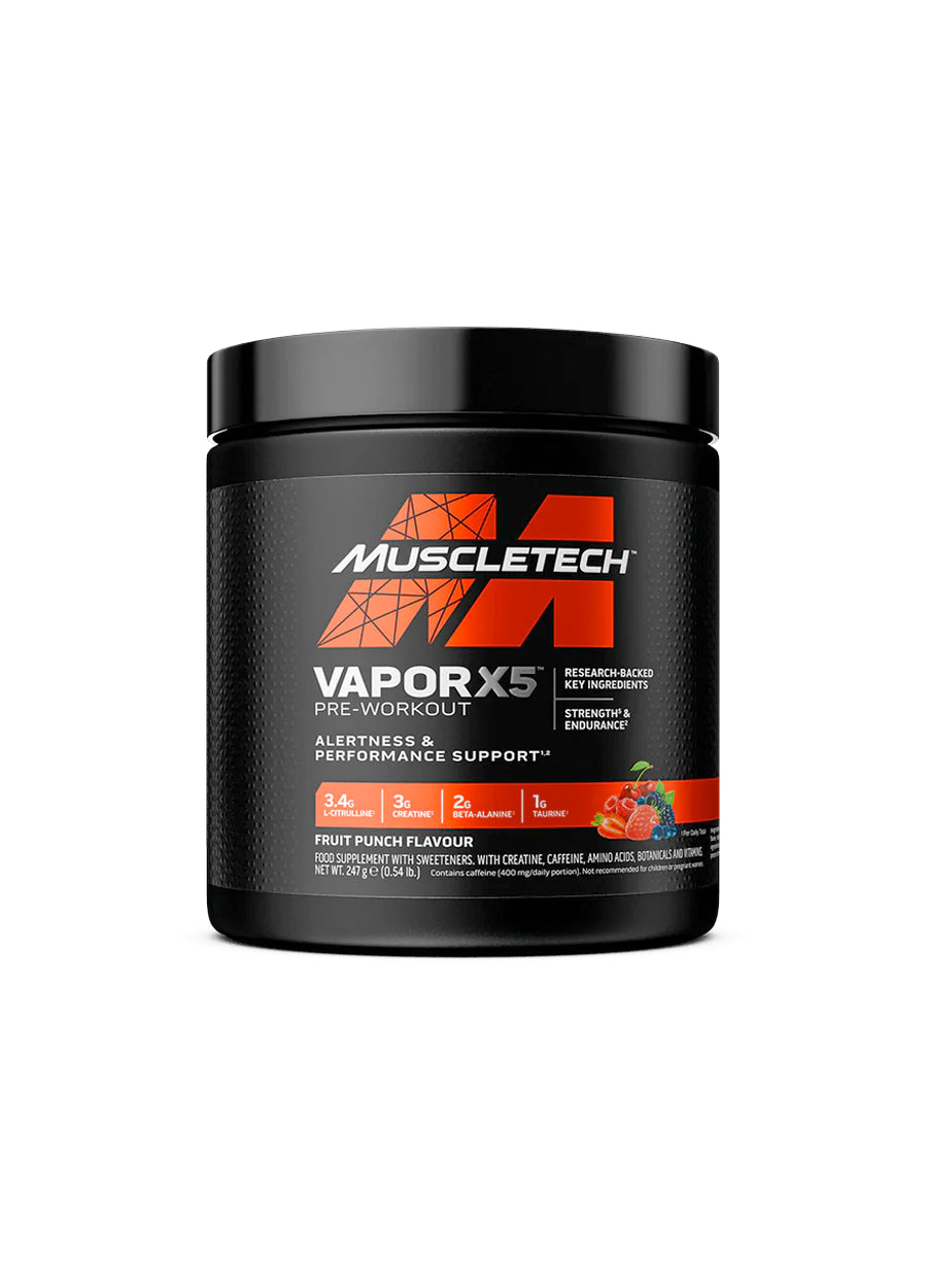 MuscleTech Vapor X5 Pre-Workout 252g Fruit Punch Framsida