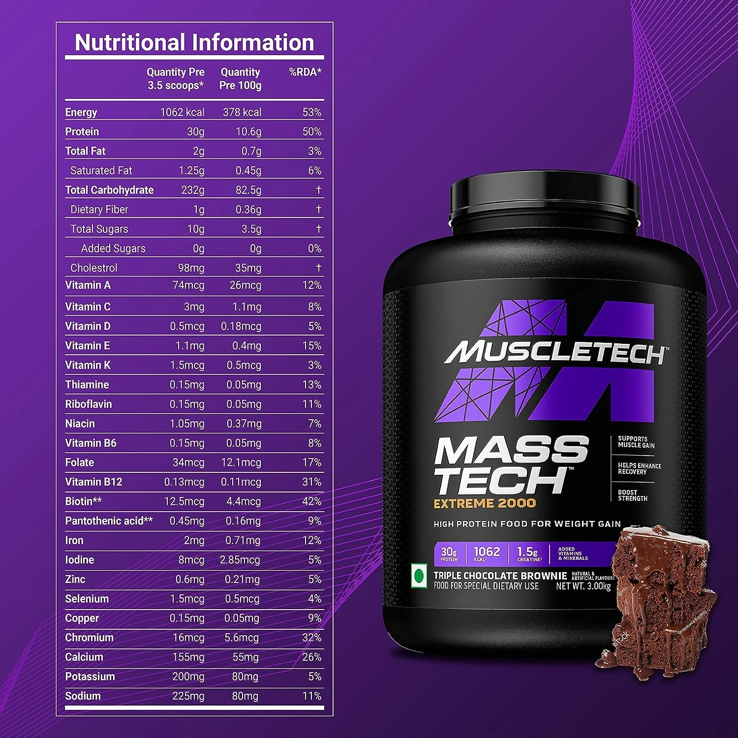 MuscleTech Mass-Tech Extreme 2000 Innehåll