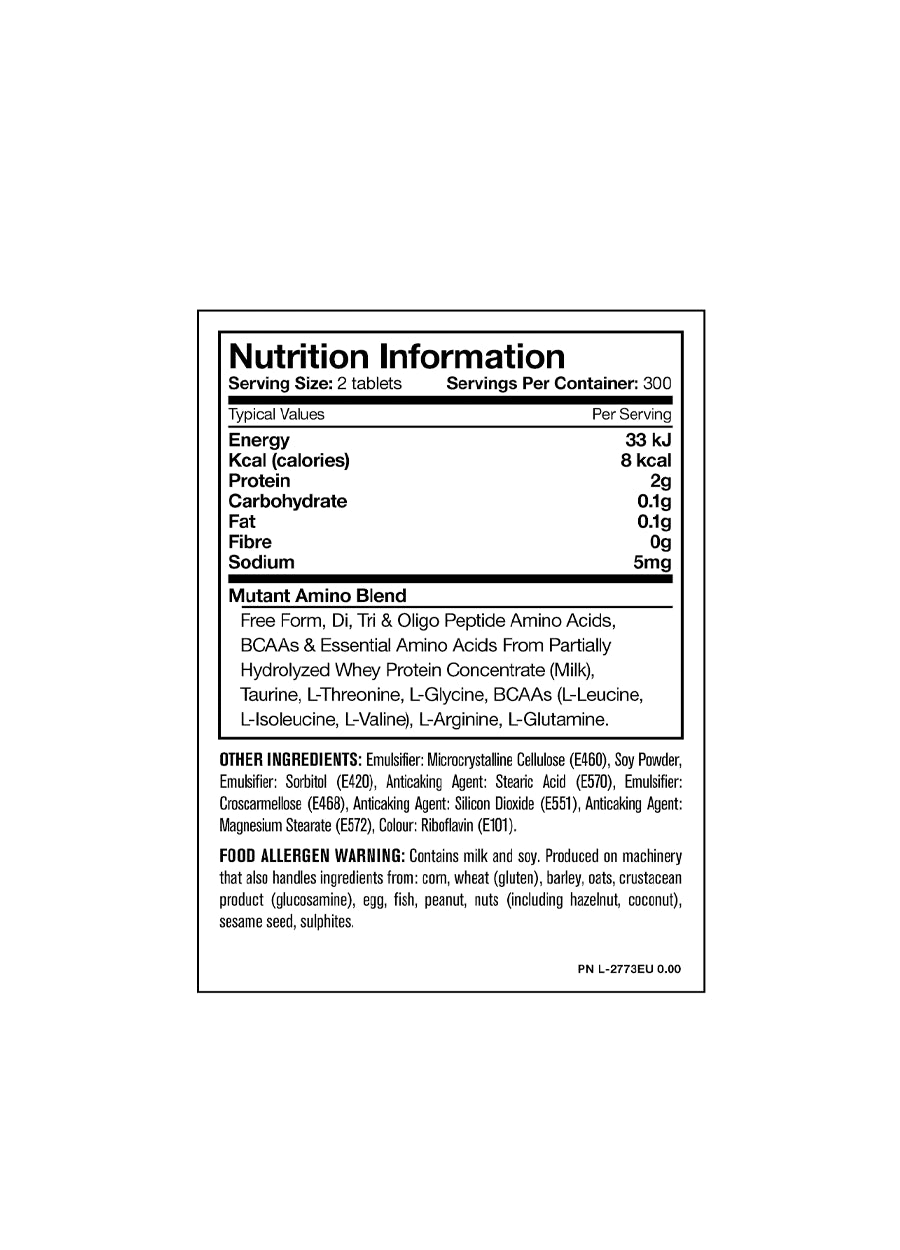 Mutant Amino 300 Tabletter innehåll