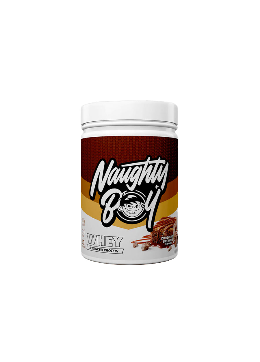 Naughty Boy Advanced Whey 900g Chocolate Brownie Framsida