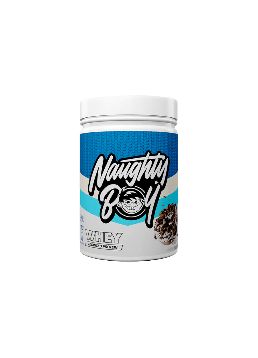 Naughty Boy Advanced Whey 900g Cookies & Cream Framsida