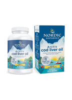 Kapselburk och kartong för Nordic Naturals arktisk torskleverolja med citronsmak