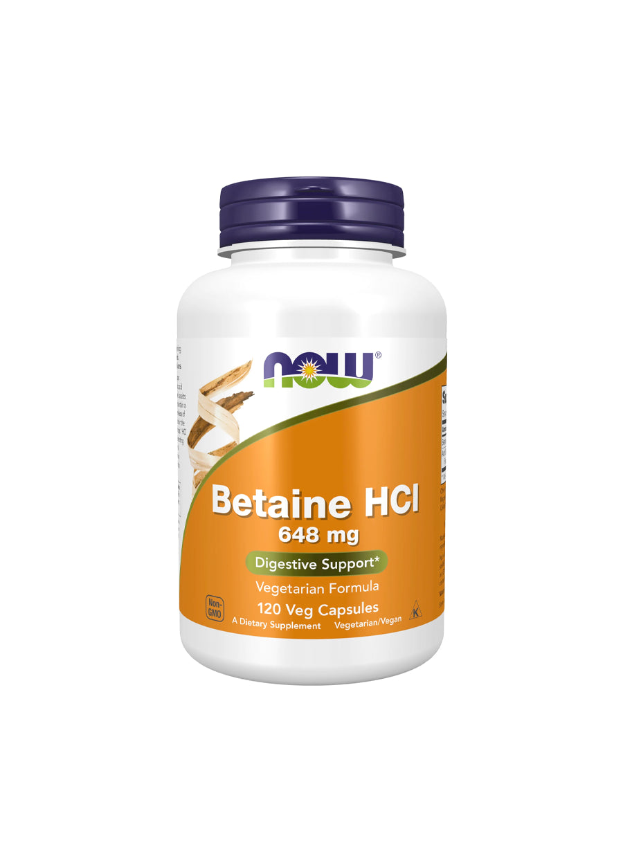 NOW Foods Betaine HCl 648mg 120 Kapslar framsida