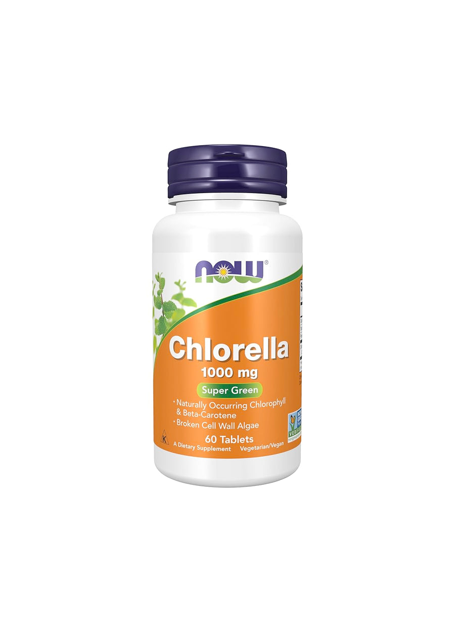 NOW Foods Chlorella 1000mg 60 Tabletter Framsida