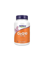 CoQ10 100 mg kapslar i vit burk med lila lock och orange etikett