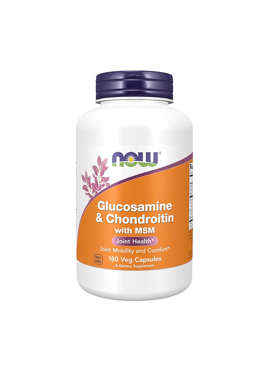 NOW Foods Glucosamine & Chondroitin with MSM 180 Kapslar Framsida