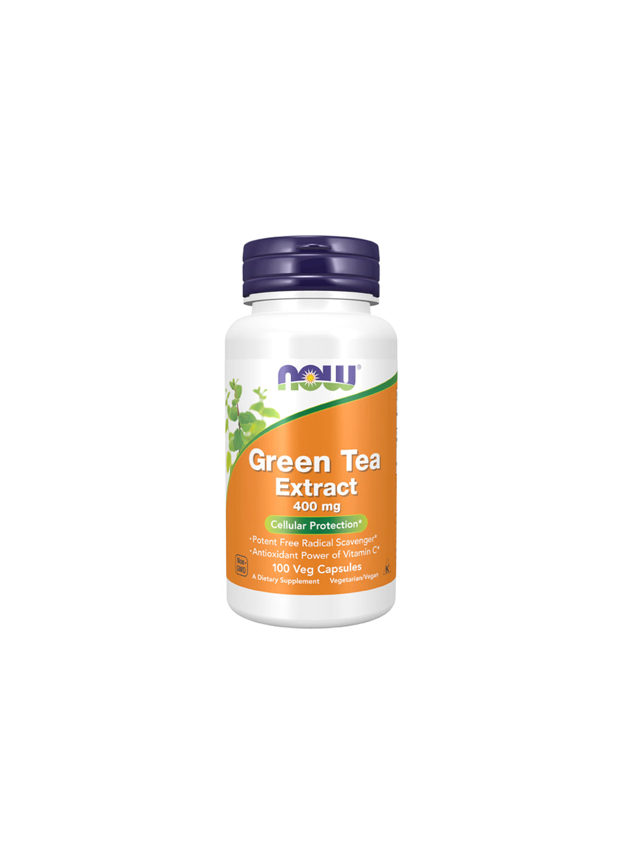 NOW Foods Green Tea Extract 400mg 100 Kapslar Framsida