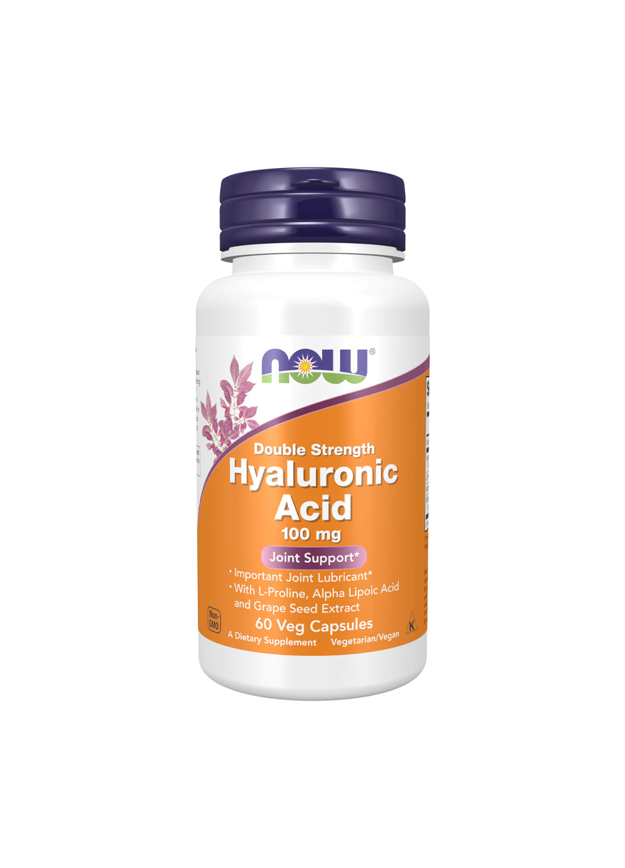 NOW Foods Hyaluronic Acid 100mg Double Strength 60 Kapslar Framsida