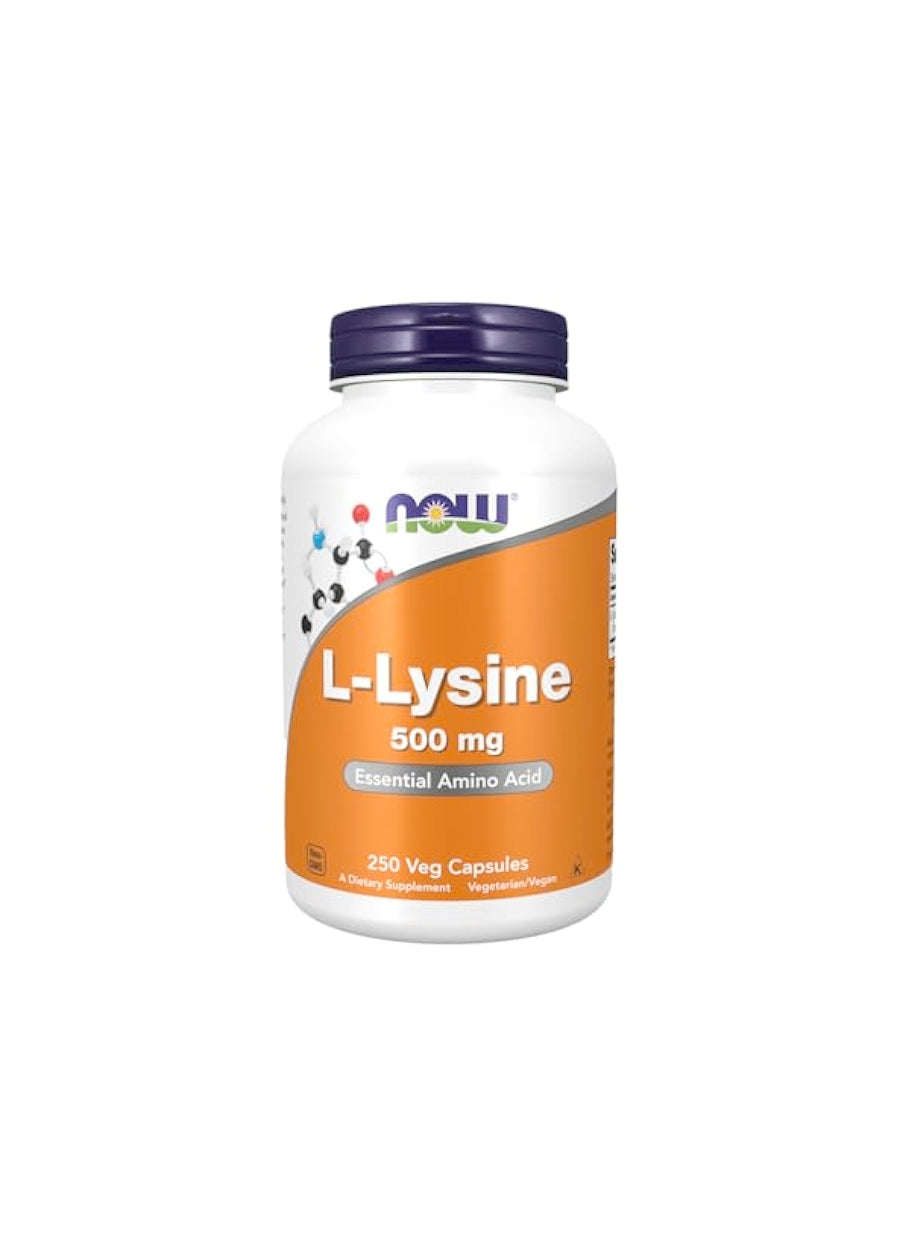 NOW Foods L-Lysine 500mg 250 Kapslar Framsida