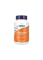 NOW L-Tyrosine 500 mg kapslar, 120 st; vit flaska med lila lock