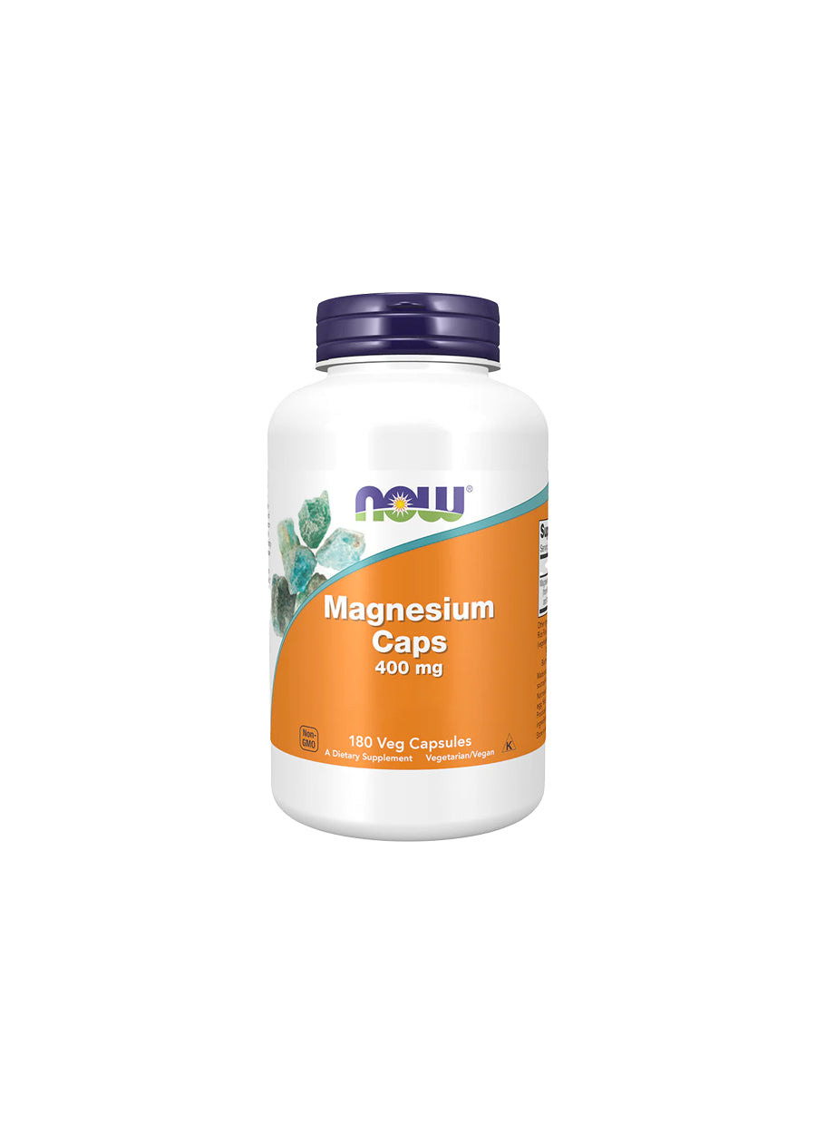 NOW Foods Magnesium 400mg 180 Kapslar Framsida