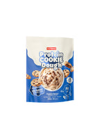 Protein-cookie dough i påse, blå förpackning för chokladsmak