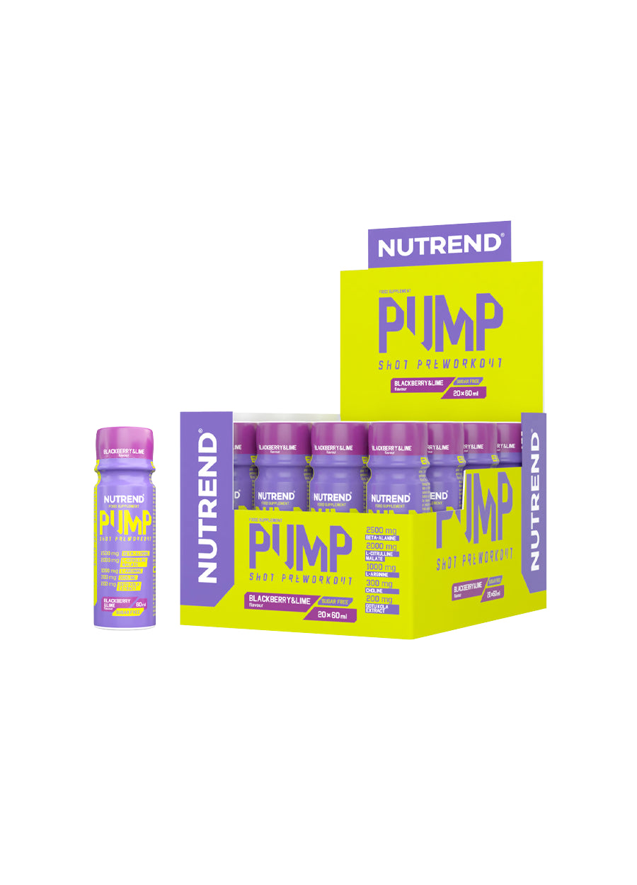 Nutrend Pump Pre-Workout Shot 20 x 60ml Blackberry & Lime Framsida