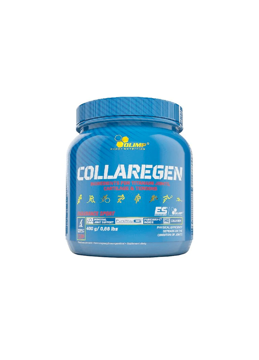 Blå Collaregen 400 g-burk med framsida och etikett