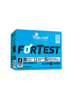 Blå kartongförpackning med Olimp ForTest, 120 kapslar