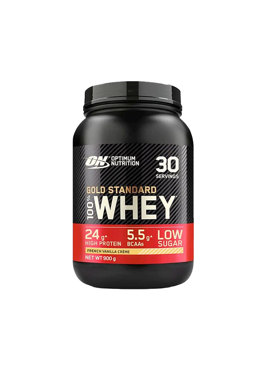 Optimum Nutrition 100% Whey Gold Standard Vassleprotein 900g French Vanilla Créme Framsida