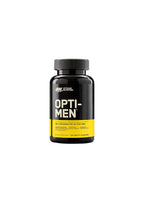 Opti-Men tabletttillskott i mörk flaska med svart och gul etikett