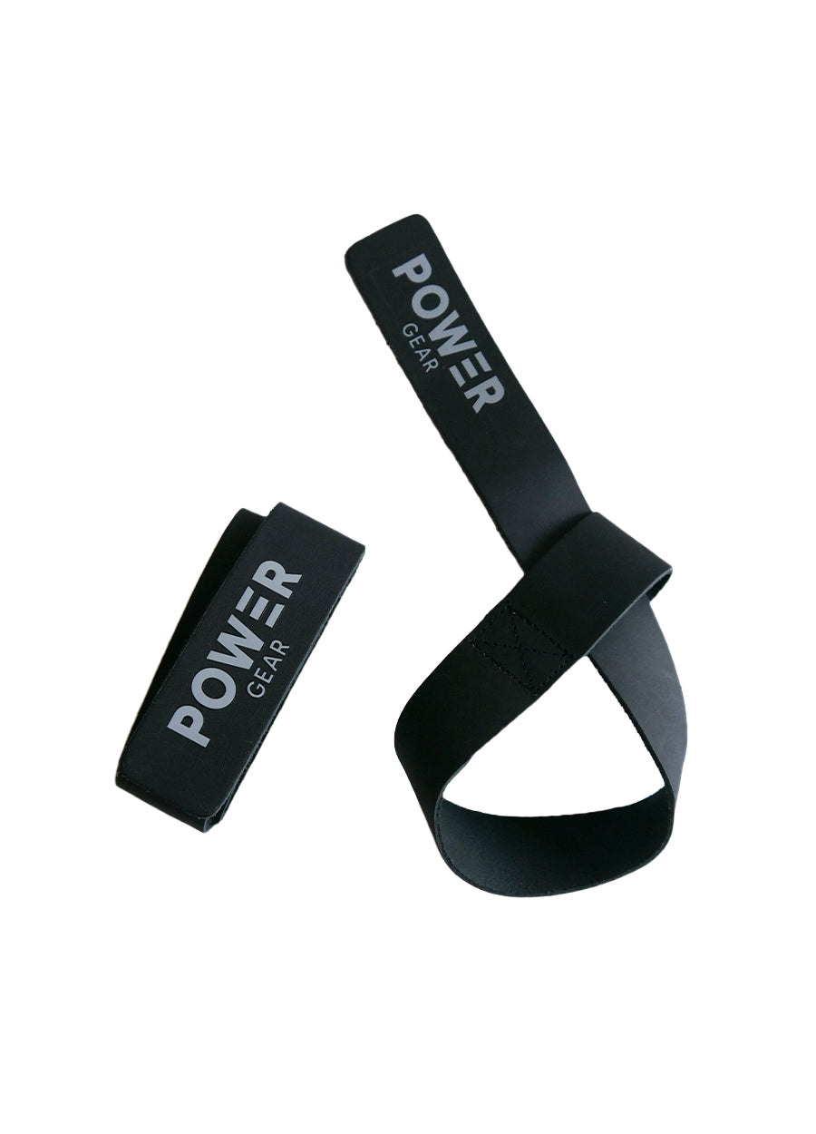 Power Gear Leather Lifting Straps Black