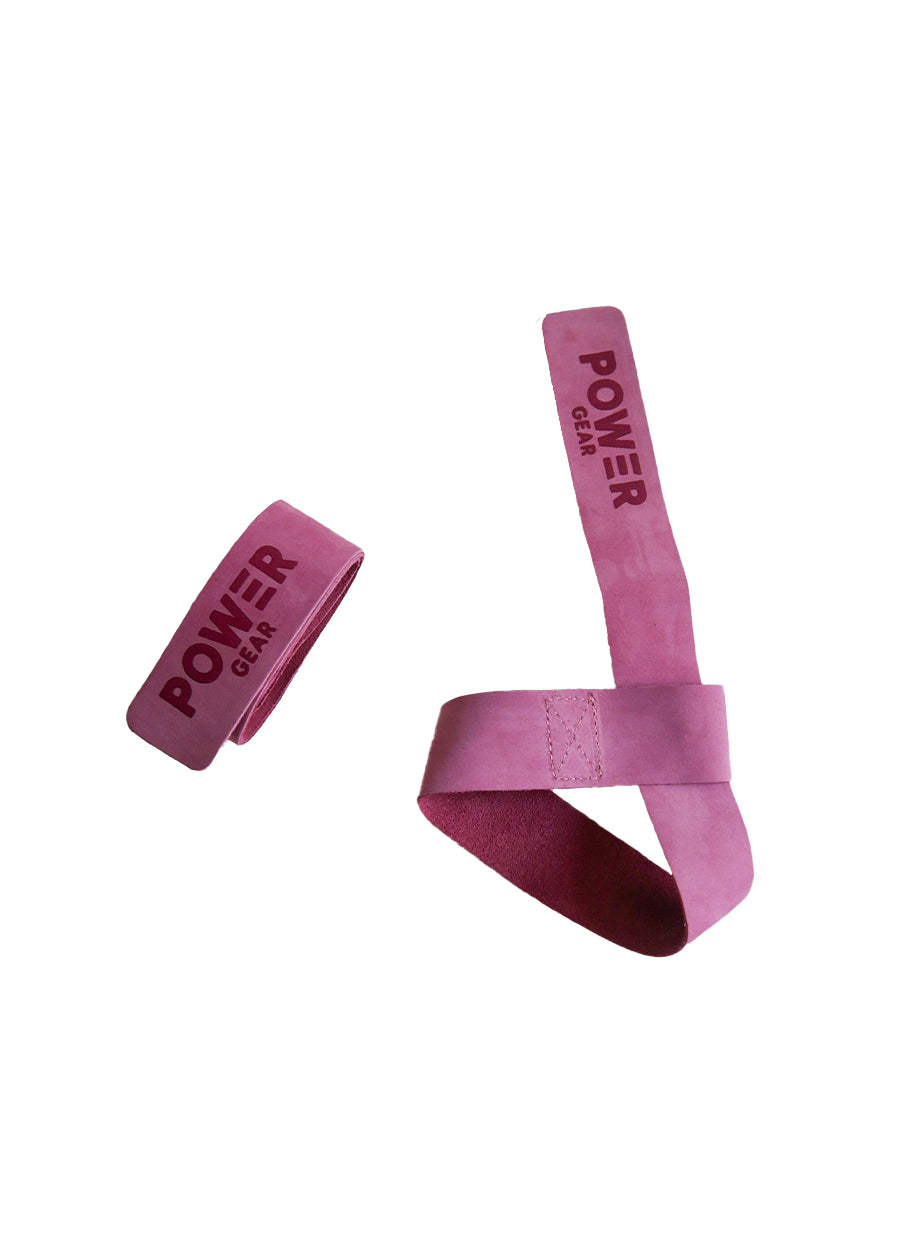 Power Gear Leather Lifting Straps Pink