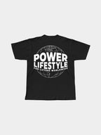 Svart Power Lifestyle T-shirt med stor bröstlogo och rund grafik