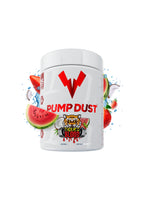 Vit kosttillskottburk Pump Dust med Tiger's Blood-motiv och röd vattenmelon