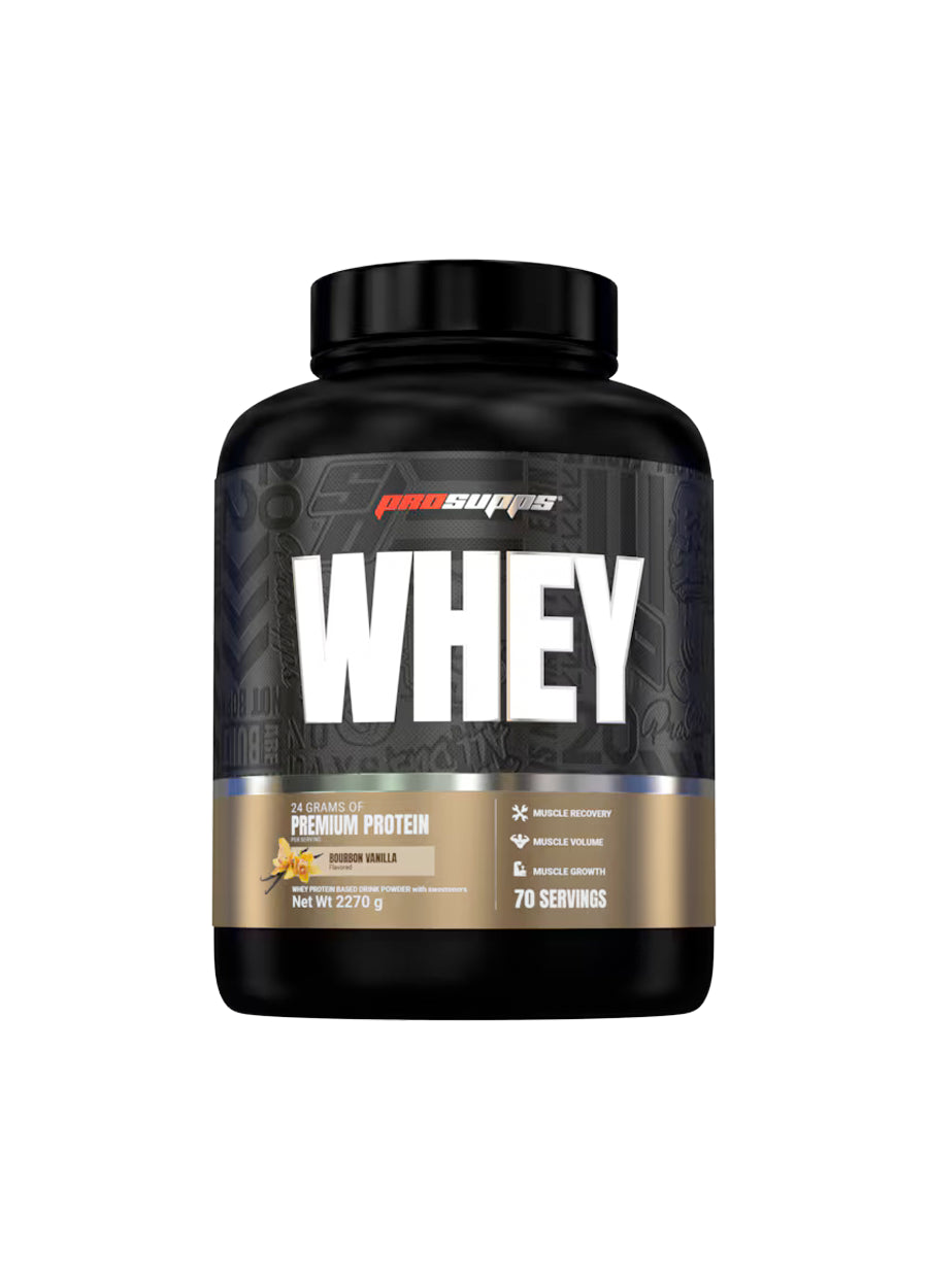 ProSupps Whey proteinpulverburk 2270 g med beige frontremsa
