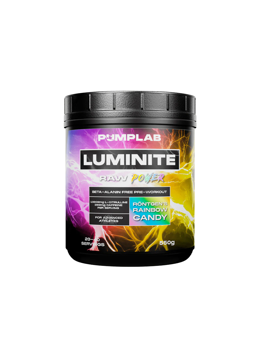 PumpLab Luminite Beta Alanin Free Preworkout 550g Rainbow Candy Framsida