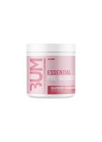 CBUM RAW Essential pre-workout, hallon-smak, burk med ljusrosa etikett